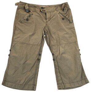 Free People Womens Capri Pants Size 10 Casual Khaki Outdoors Cropped Flat Front